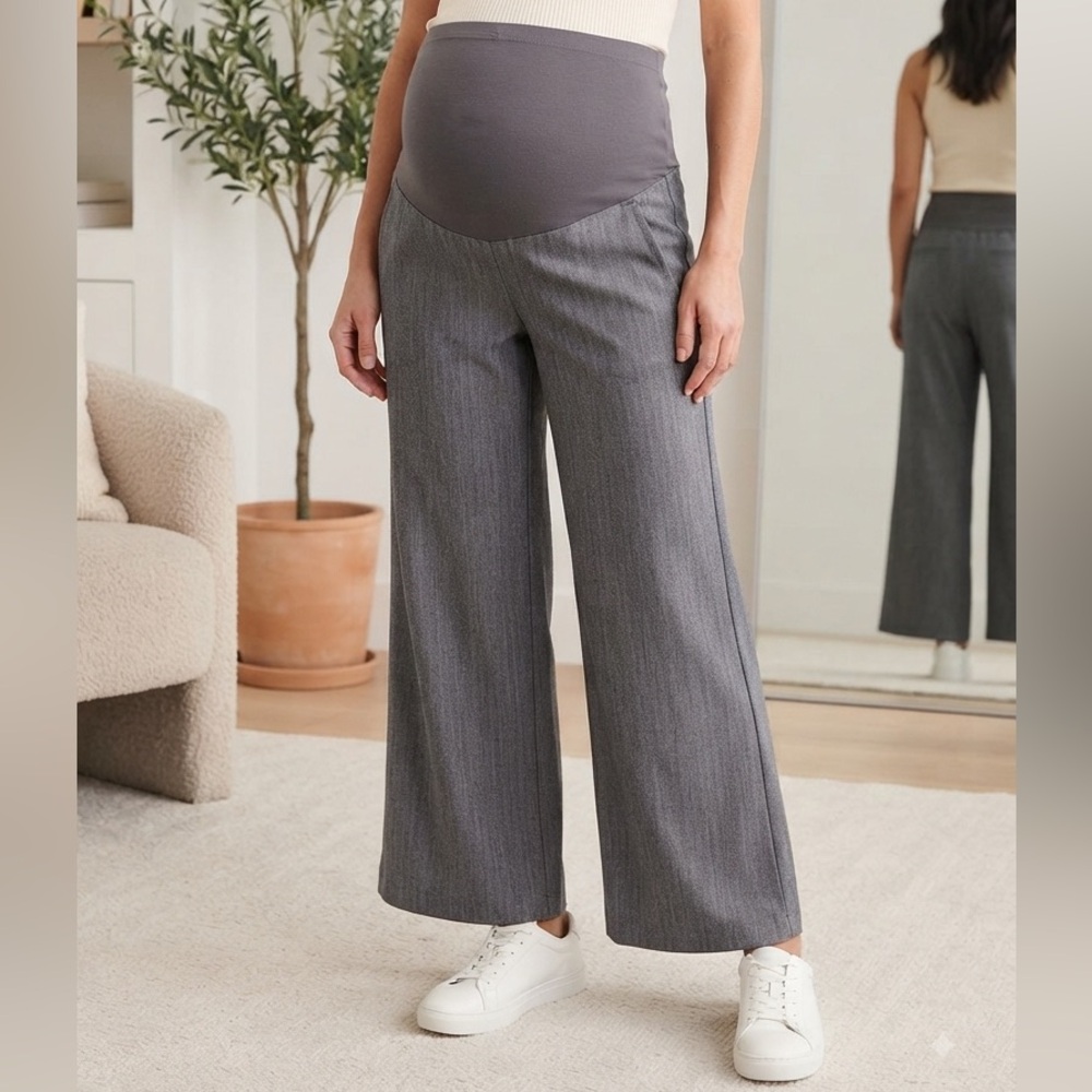 Wide Leg Maternity Pants in Dark Gray